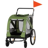 PawHut 2-in-1 Hundeanhänger & Hundebuggy, Hundefahrradanhänger Fahrradanhänger, Hundewagen mit Reflektoren für Mittelgroße Hunde bis 20 kg, Oxford-Gewebe, Grün Aosom