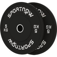 SPORTNOW Set 2 Hantelscheiben 2x5 kg aus Gummi, Scheiben für Fitnessstudio und Zuhause mit 5 cm Loch für Hanteln und Langhanteln, Schwarz Aosom