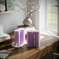 LED-Blockkerzen-Set – Lavendel – 2x 7,5 x 20 | 2x 10 x 20 cm