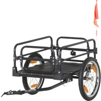 HOMCOM Faltbarer Fahrradanhänger aus Stahl mit 16-Zoll-Rädern, maximale Belastung 40 kg, mit universellem Anhängestab Aosom