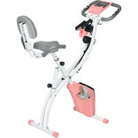 HOMCOM 2-in-1 Fahrradtrainer indoor, faltbar, mit LCD-Monitor, Telefonhalter, verstellbarem Widerstand, ABS, 97x51x115 cm, Rosa Aos