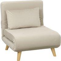 HOMCOM Schlafsessel, Klappsessel mit Bettfunktion, Zierkissen, klappbarer Relaxsessel mit Verstellbarer Rückenlehne in Samtoptik, für Wohnzimmer, Beige Aosom