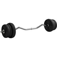 SPORTNOW Hantelset 25 kg Gesamtgewicht, Langhantelstange mit 5 kg und 2,5 kg Gewichtsscheiben, Langhantelstange mit rutschfestem Griff, Fitnessübungen, Training zu Hause und im Fitnessstudio, schwarz Aosom