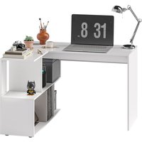 HOMCOM Eckschreibtisch mit 4 Regalen, Eckcomputer-Schreibtisch aus Holz, Gaming-Schreibtisch für Büro, Wohnzimmer und Studio, moderner Stil, 120x100x77 cm, Glänzendes Weiß Aosom