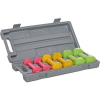 HOMCOM Tragbares Kurzhantel Set 6er Set aus Stahl 0,5kg 1kg 1,5kg im Koffer bunt für Fitness und Training Aosom.de
