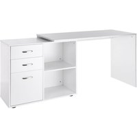 HOMCOM Eckschreibtisch Computertisch Bürotisch Winkelschreibtisch Regal L-Form 117 x 83,5 x 76 cm, I-Form 162 x 50 x 76 cm, Weiß, MDF+Metall Aosom