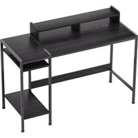 HOMCOM Schreibtisch PC mit Wendbarem Regal, Computer-Schreibtisch mit Monitorständer und 2 verstellbaren Regalen, Moderner Holz- und Stahlschreibtisch, 120x48x85,5 cm, Schwarz Aosom