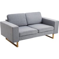 HOMCOM® 2-Sitzer Sofa Ecksofa Polstersofa, Stoffsofa, Sitzmöbel, Holz, Hellgrau Aosom