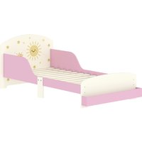 AIYAPLAY Kinderbett 3-8 Jahre Niedrig mit Stauraum und Seitengittern, Kinderbett aus MDF und Sperrholz, 150x77x60 cm, Rosa   Aosom