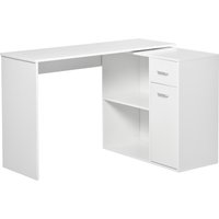 HOMCOM Eckschreibtisch 180° drehbar mit Regal, Schublade & Schrank, L‑Form 117 x 82 x 74 cm, Weiß Aosom