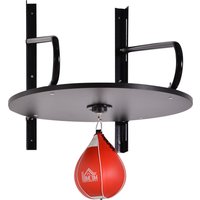 HOMCOM Punching Ball Speedball Boxen mit drehbarer Plattform + Luftpumpe Höhenverstellbar Stahl synthetische Beschichtung Rot Schwarz Aosom