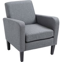 HOMCOM Relaxsessel Einzelsessel mit Polster, Holzfüße, Leinenstoff, Hellgrau, 66x72x74cm Aosom