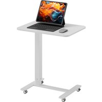 HOMCOM Höhenverstellbar Steh-Sitz C-förmig Schreibtisch Platzsparend Laptoptisch Stehpult Beistelltisch mit Rollen für Arbeitszimmer Wohnzimmer Weiß Belastbar bis 70 kg 65 x 48 x 70-110 cm Aosom