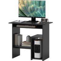 HOMCOM Computertisch, Schreibtisch mit offenen Fächern und Ablageflächen, Bürotisch, Kinderschreibtisch, PC Tisch für Büro, Arbeitszimmer, 80 x 45 x 75 cm, Schwarz Aosom