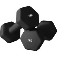 SPORTNOW Set mit 2 sechseckigen Hanteln mit rutschfesten Griffen für das Training zu Hause, 2 x 5 kg, schwarz Aosom