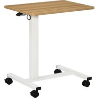 HOMCOM Steh-Sitz Schreibtisch höhenverstellbar mit Rollen C-förmig platzsparend Laptoptisch Natur Weiß 70-110 cm bis 70 kg Aosom.de