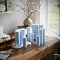LED-Blockkerzen-Set – Eisblau – 3x 5 x 20 | 3x 5 x 12,5 | 2x 7,5 x 20 | 2x 10 x 20 cm