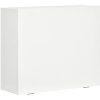 HOMCOM Wandklapptisch Zusammenklappbar und Platzsparend mit Regalen, für Büro, Wohnzimmer und Arbeitszimmer, aus Spanplatte und MDF, 60x21.5x50 cm, Weiß Aosom