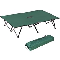 Outsunny Campingbett für 2 Personen bis 136 kg belastbar Klappbett mit Tragetasche Oxford Grün Schwarz 193 x 125 x 40 cm für Outdoor Abenteuer Aosom.de