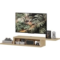 HOMCOM Schwebendes TV-Wandregal hängendes TV-Halterung - schwebendes Wandregal - Fach, Kabeldurchführungen - helle Eiche Aosom