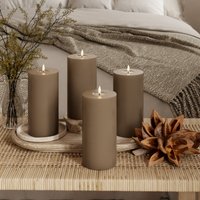 LED-Blockkerzen Ø 10 x 20 cm Karamell – 4 Stück