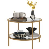 HOMCOM Beistelltisch Rund Couchtisch mit Ablage Ø60 x 43 cm, Stahlrahmen, eleganter Kaffeetisch für Wohnzimmer & Schlafzimmer in Gold Aosom.de