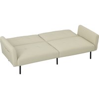 HOMCOM Schlafsofa 3-Sitzer Schlafcouch Schlafsofa mit verstellbarer Rückenlehne und seitlichen Taschen, modernes Stoffsofa für Wohnzimmer, Gästezimmer, 200 x 77 x 72 cm, Beige Aosom