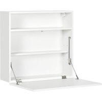 HOMCOM Wandtisch klappbar Wandklapptisch mit Ablagefächer Schreibtisch Klappbarer Computertisch Bürotisch modernes Design Spanplatte Weiß 64x20x60 cm Aosom