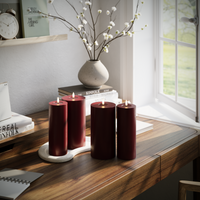 LED-Blockkerzen-Set – Burgunderrot – 2x 7,5 x 20 | 2x 10 x 20 cm