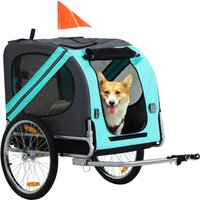 PawHut Hundeanhänger Fahrradanhänger Hundetransporter, Oxfordstoff mit Regenschutz, Atmungsaktiv, Grün, 130x73x90cm Aosom