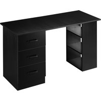 HOMCOM Schreibtisch mit 3 Schubladen und 3 Regalen, für Schlafzimmer und Büro 120x49x72cm, Schwarz Aosom