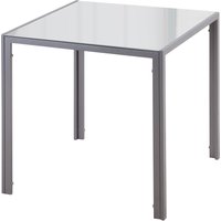 HOMCOM Esstisch Esszimmertisch quadratisch für 4 Personen, Wohnzimmertisch mit Hartglas Tischplatte, modern für Küche & Esszimmer in Grau Aosom.de