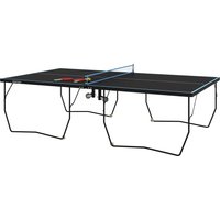 SPORTNOW Tischtennisplatte Outdoor, Klappbar Tischtennistsich mit Netz, Rollen, 2 Tischtennisschlägern und 3 Bällen, Stahl, Schwarz, 274 x 152,5 x 76 cm Aosom