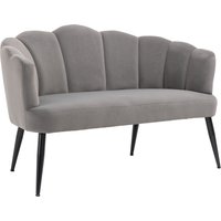 HOMCOM Sofa 2 Sitzer 132 cm Couch mit Armlehne, Muschelartige Rückenlehne, kleines Polstersofa Modernes Doppelsofa mit Samtoptik, Metallbeine für Wohnzimmer, Schlafzimmer Grau Aosom