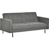 HOMCOM Schlafsofa 3-Sitzer mit Schlaffunktion und verstellbarem Winkel, Vintage Design aus Eukalyptusholz und Baumwolle in Grau Aosom.de