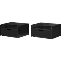HOMCOM Set mit 2 wandmontierten Nachttischen, wandhängende Nachttische - Schublade, Tischplatte - aus Holz Maße 40B x 30T x 19,5H cm schwarz Aosom