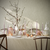 LED-Kerzenlicht Mit Lack im Set – Lavendel – 4 Stück 38 cm | 4 Stück 28 cm