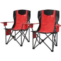 Outsunny Set 2 Campingstühle mit Kühltasche, Getränkehalter, Kopfstütze und 2 Taschen, Gartenstühle aus Oxford-Gewebe und Metall, Tragfähigkeit bis 120 kg, 94x62x100 cm, Rot Aosom