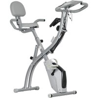 HOMCOM Faltbares Heimfahrrad, Trainingsfahrrad, Heimtrainer für Erwachsene, 8 Stufen magnetischer Widerstand, Handpulssensoren, multifunktionales LCD-Display, verstellbarer Sattel, Stahl, Silbergrau Aosom