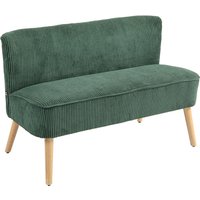 HOMCOM 2 Sitzer Sofa, Couch mit Kordoptik, Holzbeine, Gepolsterter Polstersofa, Doppelsofa für Wohnzimmer, Schlafzimmer, 117 x 56.5 x 77 cm, Grün Aosom