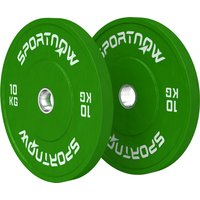 SPORTNOW Set 2 Gewichtsscheiben 2x10 kg aus Gummi, Gewichtsscheiben für Fitnessstudio und Zuhause mit 5 cm Loch für Kurzhanteln und Hantelstangen, Grün Aosom