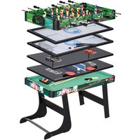 HOMCOM 6‑in‑1 Spieltisch klappbar – Kicker, Billard, Airhockey, Tischtennis, Ringwurf & Eishockey – für Kinder & Erwachsene, 118×104×71 cm Aosom