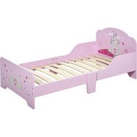 HOMCOM Kinderbett - Kinderbett Design Prinzessin Motiv Schloss - Lattenrost inklusive - MDF Sperrholz Rosa Aosom