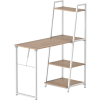 HOMCOM Schreibtisch klappbar mit 4 Tier Bücherregal, Computertisch, Bürotisch, E1 Spanplatte, Metallrahmen, Natur+Weiß, 106 x 48 x 128 cm Aosom