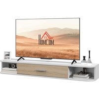 HOMCOM Wand-TV-Möbel TV-Bank TV-Möbel für TVs bis zu 50 Zoll mit 2 offenen Fächern und einem klappbaren Schrank 120L x 26B x 16H cm Weiß Aosom