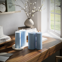 LED-Blockkerzen-Set – Eisblau – 2x 7,5 x 20 | 2x 10 x 20 cm