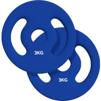 SPORTNOW 2er-Pack 3 kg Hantelscheiben, Hantelscheiben für 2,5 cm Stangen, mit einfachen Griffen für zu Hause, Fitnessstudio, Gewichtheben, aus Metall, Blau Aosom