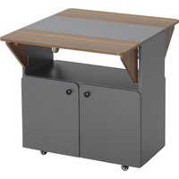 HOMCOM Esstisch Klappbarer Mobiler Küchentisch für 2-4 Personen, Klapptisch mit Rolle, Stauraum, Esszimmertisch für Kleine Räume, Esszimmer 70 x 83 x 75 cm, Hellgrau+Dunkelbraun Aosom