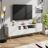 Fernsehschrank Moderner TV-Schrank mit goldenen Verzierungen 165 cm weißer TV-Schrank und Stauraum, elegantes Design, 165 x 36 x 55 cm Aosom.de