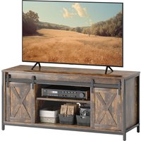 HOMCOM TV-Schrank, Fernsehtisch für Fernseher bis zu 60 Zoll, Lowboard mit 2 Schränken und 2 Regalebenen, Fernsehschrank für Wohnzimmer, 120 x 40 x 54 cm Braun Aosom